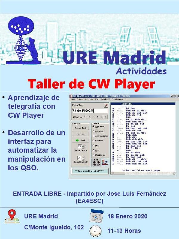 Imagen destacada: Invitación a charla sobre CW Player por José Luis Fernández- EA4ESC