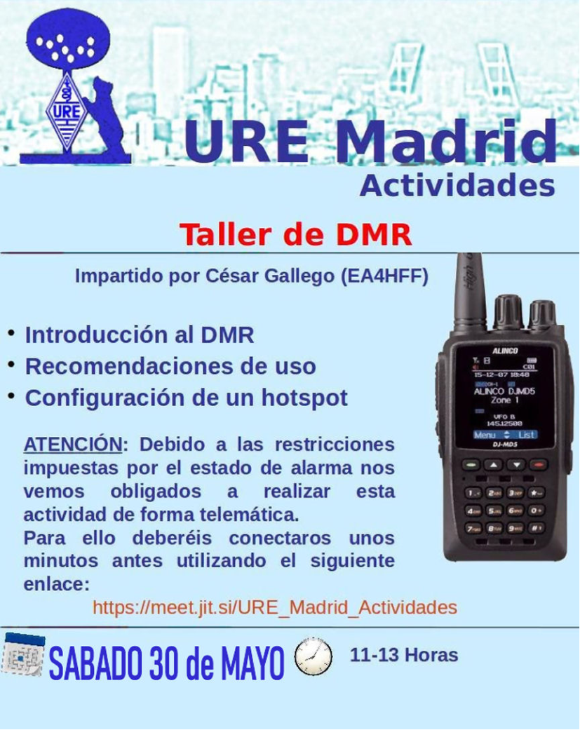Imagen destacada: ¡No te lo pierdas! Taller ONLINE sobre DMR, de la mano del colega César Gallego, EA4HFF